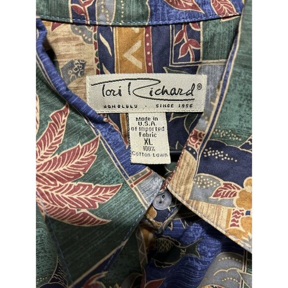 Tori Richard Size XL Men’s Hawaiian Shirt Fish Turtles Palm Trees Resort Beach - Picture 4 of 6